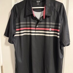 IZOD Men's Black Polo Shirt with Stripes